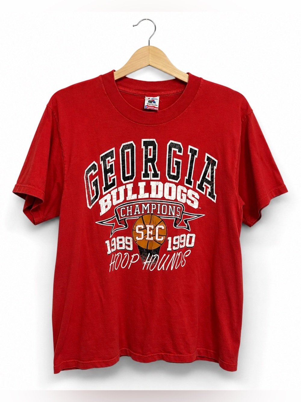 Fruit of the Loom Georgia Basketball Tee Red 1990 SEC Champions M Single Stitch
